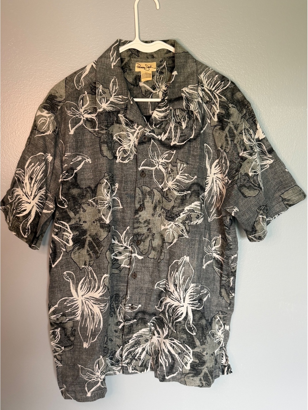 Panama Jack Men's Black Floral Hawaiian Shirt Size L/70